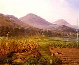 Carl Jutz An Extensive Field With Game Birds And Rabbits painting